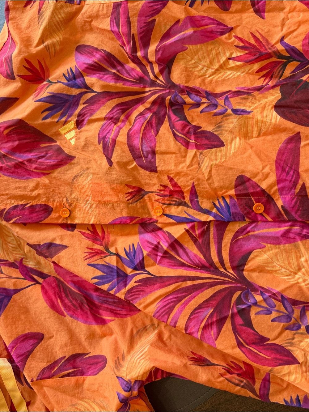 Orange Tropical Print Short-Sleeve Women’s Shirt- Farm Rio/Adidas - Picture 5 of 6